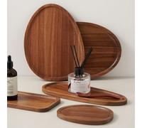 1 pièce Plateau en noyer, plateau en bois ovale asymétrique multifonctionnel, plateau à dîner, plateaux à colliers, bagues, bols à clés, assiette décorative, plateaux à bijoux pour femmes. Pour la cui