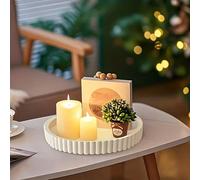 1 pièce Plateau rond blanc ondulé - Pièce décorative polyvalente, convient pour le salon/la salle à manger/la cuisine/la salle de bain | Décoration de table basse/Étagère de rangement de fruits 1 pièc