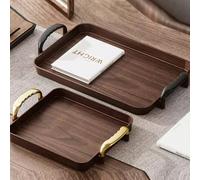 1 pièce Plateau style Ins à motif de grain de bois factice, plateau de service rectangulaire, plateau à dessert de café, plat de rangement, assiette à gâteau et collation, Ramadan L,M,Ensemble (M+L)Bl
