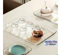 1 pièce Plateau transparent, plateau de service pour petit-déjeuner pour manger, travailler et ranger les desserts et le pain pour les fêtes, idéal pour la présentation de fête, le plateau d'affichage