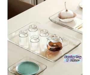 1 pièce Plateau transparent, plateau de service pour petit-déjeuner pour manger, travailler et ranger les desserts et le pain pour les fêtes, idéal pour la présentation de fête, le plateau d'affichage