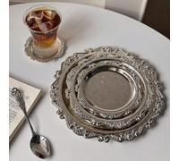 1 pièce Plateau vintage, sous-tasse, porte-bougie, organisateur de bijoux, plateau en métal de couleur or ou argent petit,grand,taille moyenne,Petit+Moyen+Grandgraphique,PlantesFer