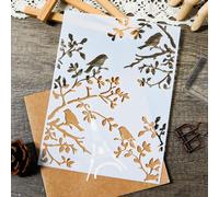 1 pièce Pochoir élégant d'oiseaux et de branches, modèle de peinture DIY en plastique pour la décoration de la maison et du jardin, parfait pour les murs, les clôtures et les meubles Taille UniquePET
