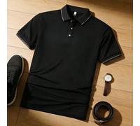 1 pièce Polo à manches courtes pour hommes, col avec patte de boutonnage, convient pour le travail, les déplacements, le golf, les tenues décontractées et les fêtes L,M,S,XL,XS,XXSUnicoloreTissu trico
