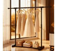 1 pièce Portant à vêtements noir de luxe et mobile, cintre à vêtements noir léger et mobile sur roulettes, design pratique à roulettes pour suspendre les robes, les vêtements quotidiens, rangement des