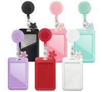 1 pièce Porte-badge rétractable coloré avec enrouleur de badge d'infirmière, pendentif fleur mignon, en plastique dur, convient pour les cartes d'identité de bureau, d'école, d'accès, adapté pour les 