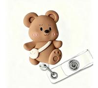 1 pièce Porte-badge rétractable mignon en 3D avec ourson - Cordon détachable de 24 pouces, clip rotatif à 360°, cordon en nylon durable (convient aux infirmières/bureau/entreprise/événements), travail
