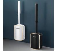 1 pièce Porte-brosse de toilette, convient pour un usage domestique, de luxe léger mural, brosse de nettoyage de salle de bain, brosse de toilette en silicone à long manche, décoration de salle de bai