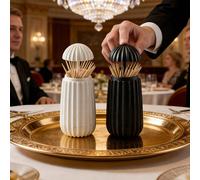 1 pièce Porte-cure-dents automatique noir et blanc, design à bouton-poussoir, boîte de rangement pour cure-dents résistante à la poussière pour la cuisine et la table, distributeur de cure-dents de lu