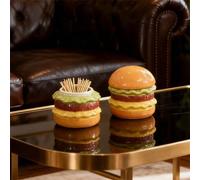 1 pièce Porte-cure-dents en céramique de luxe haut de gamme en forme de hamburger, décoration de bureau à la mode, boîte de rangement pour cotons-tiges et fil Pot à cure-dents pour hamburger,boîte à c