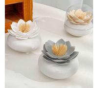 1 pièce Porte-cure-dents en forme de fleur, boîte de rangement pour cure-dents en forme de lotus, pour usage domestique Blanc,gris,Beige,3 pièces blanc + gris + beige,Petit + Grand,Grand blanc avec co