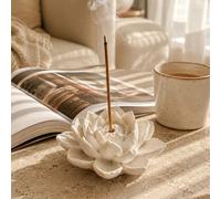 1 pièce Porte-encens en forme de lotus, brûleur d'encens élégant en forme de fleur blanche, convient pour l'aromathérapie, la décoration de la maison, la méditation et le studio de yoga, ornement de s
