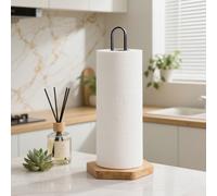 1 pièce Porte-papier en métal et fer avec châssis en bambou et bois, style nordique simple noir et blanc. Support de rangement de boîte de mouchoirs, de rouleau de papier hygiénique, de serviettes en 