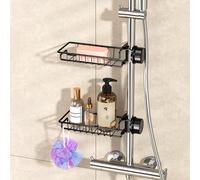 1 pièce Porte-savon et panier de douche, monté au mur, hauteur réglable, s'adapte à la barre de douche, pour ranger le gel douche, le shampoing et le savon, accessoire de salle de bain Argent 1211#,No