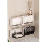 1 pièce Porte-savon mural à double couche en plastique, boîte de rangement pour salle de bain sans perçage, motif de glace, convient pour ranger le savon, le savon en barre, le gel douche et autres ar