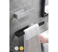 1 pièce Porte-serviette auto-adhésif, crochet de serviette de salle de bain, cintre en tissu noir mat, sans perçage nécessaire, barre porte-serviette moderne en acier inoxydable, accessoires de salle 
