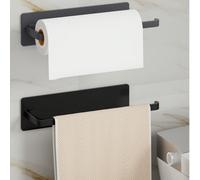 1 pièce Porte-serviette auto-adhésif - Pas de perçage requis, design à barre unique, convient pour la salle de bain et la cuisine - Porte-serviette mural gain de place Blanc laiteux-1pc,Gris-1pc,Noir 