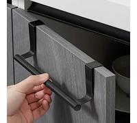 1 pièce Porte-serviette en acier inoxydable noir, sans perçage nécessaire, s'accroche sur la porte du placard, convient pour une porte de 0.74pouces d'épaisseur, porte-torchon économe en espace, acces