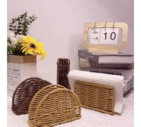 1 pièce Porte-serviettes en rotin tressé en PE avec support pour salière et poivrière, organisateur de bureau de cuisine artisanal pour bouteilles de condiments, support élégant pour essuie-tout de ta