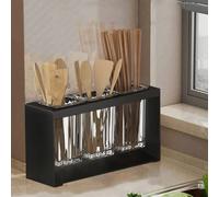 1 pièce Porte-ustensiles de cuisine en plastique moderne avec égouttoir et boîtes de rangement, organisateur multifonction pour couverts, couteaux, fourchettes, cuillères et baguettes, convient pour l