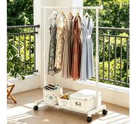 1 pièce Portique à vêtements portable à tige simple/double, portant multifonction sur pied avec roulettes pour accrocher et exposer les vêtements, support de rangement pratique pour vêtements, décorat