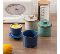 1 pièce Pot à beurre en céramique, plat à beurre en céramique unique avec couvercle, pot à beurre français, bocal pour beurre pour le comptoir, contenant à beurre en porcelaine pour beurre frais et à 