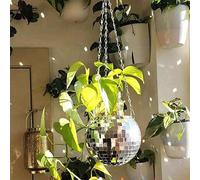 1 pièce Pot de fleurs boule disco, pot de fleurs sphérique en plastique à miroir suspendu, panier de jardinage, pot de fleurs disco, décoration de fête, décoration de maison, décoration de chambre, dé