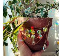 1 pièce Pot de plante en cristal avec chaîne réfléchissante - Pendentif en verre décoratif en forme de larme, décoration de jardin extérieur colorée, cadeau de Thanksgiving pour les amis, décoration d