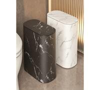 1 pièce Poubelle en marbre avec couvercle, pour salon, chambre à coucher, salle de bain, désodorisant, fente étroite, tonneau de rangement à haute valeur de couleur. 1 poubelle à motif marbre blanc,1