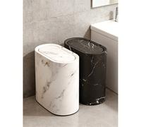1 pièce Poubelle fine à motif marbre de luxe avec couvercle, anti-odeurs et imperméable, bac de rangement polyvalent pour les chambres et les salles de bain. 1 poubelle blanche à fente étroite,Lot de 
