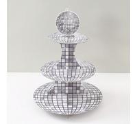1 pièce Présentoir à gâteau en forme de boule disco argentée, décoration de fête d'anniversaire thème disco, présentoir à gâteau pour affichage de nourriture de fête de musique disco, décoration de fê