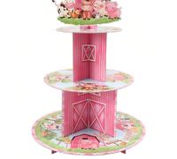 1 pièce Présentoir à gâteaux/cupcakes à 3 niveaux style ferme animale, décoration pour baby shower, anniversaire, mariage, support en carton pour cupcakes, faveur pour anniversaire, rentrée scolaire, 