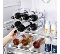 1 pièce Présentoir de rangement transparent 3 grilles pour réfrigérateur, pouvant être empilé pour ranger le vin rouge, le whisky, la vodka, le cognac. Étagère d'affichage en verre pouvant être fixée 