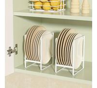 1 Pièce Rack De Rangement De Plaque, Bol Et Assiette En Métal Blanc, Égouttoir, Organisateur De Vaisselle De Cuisine, Pour Comptoir Et Armoire L,SFer