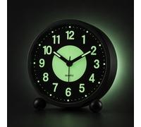 1 pièce Réveil silencieux sans tic-tac en métal, horloge de chevet de table à quartz lumineuse dans le noir avec fonction de rappel, veilleuse, grands chiffres faciles à lire, alimentée par pile, horl