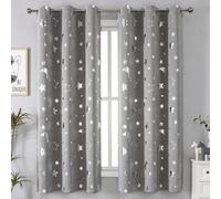 1 pièce Rideau à motif étoile et lune gris, rideau occultant à panneau unique en polyester pour chambre à coucher et salon 100*200,150*200,85*90,150*250,132*160,100*130,132*183,132*213,132*274,132*244