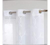 1 pièce Rideau blanc brodé, rideau à œillets décoratif en lin synthétique blanc brodé, convient pour la maison, la cuisine, le salon et la chambre à coucher 140*180,140*220,140*200,140*300,60*150,100*