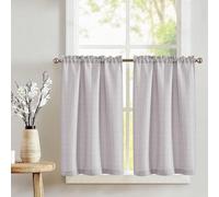 1 pièce Rideau de cuisine de couleur unie comme du lin, 230 g/㎡, rideau de fenêtre semi-transparent simple et élégant pour chambre à coucher, salon, filtrant les rayons UV 70*60,70*90,70*110,70*130,10