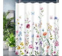 1 pièce Rideau de douche à motif floral, convient pour la salle de bain, motif aquarelle de plantes, design élégant de fleurs sauvages, décoration de salle de bain, décoration d'automne, accessoire de