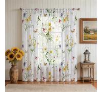 1 pièce Rideau de fleurs sauvages multicolores, tissu semi-transparent, essentiel pour la maison au printemps, convient pour la cuisine, la chambre, taille 52"L*84"H 52"W x 18"L(132 x 46cm),52"W x 63"
