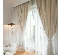 1 pièce Rideau de voilage en polyester double couche et dentelle creuse en forme d'étoile, rideau occultant pour chambre, mignon et élégant style princesse, parfait pour les festivals 100*200,150*200,