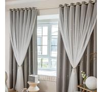 1 pièce Rideau double couche en dentelle en polyester de forme étoile creuse, occultant pour chambre à coucher, festival, style princesse charmant 100*200,150*200,85*90,132*160,100*130,132*183,132*213