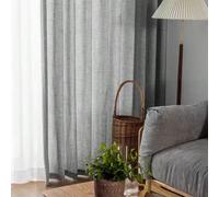 1 pièce Rideau en lin japonais, rideau filtrant beige minimaliste avec des accents marron, conception à passants, convient pour la décoration du salon, du balcon et de la chambre à coucher. En raison