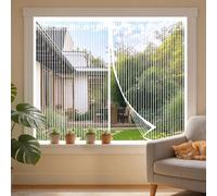 1 pièce Rideau magnétique transparent blanc, rideau moustiquaire rayé, rideau en maille respirant pour fenêtre, utilisation estivale, rideau magnétique invisible, décoration d'intérieur, sans perçage