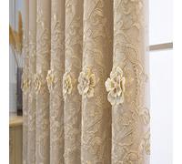 1 pièce Rideau occultant de luxe à double couche brodé, fait de tissu transparent à fleurs 3D, prêt à l'emploi pour les fenêtres du salon et de la chambre à coucher 52"W x 72"L(132 x 183cm),52"W x 84"