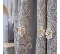 1 pièce Rideau occultant de luxe à double couche brodé, fait de tissu transparent à fleurs 3D, prêt à l'emploi, convient pour les fenêtres du salon et de la chambre à coucher 52"W x 72"L(132 x 183cm),