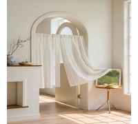 1 pièce Rideau polyvalent de maison de couleur crème, panneau de rideau de fenêtre à rayures verticales en lin japonais, crée une atmosphère chaleureuse à la maison, installation facile avec poche pou