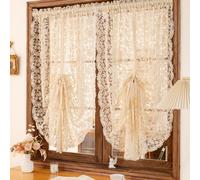 1 pièce Rideau transparent beige vintage français brodé de dentelle, partition de confidentialité sophistiquée, voile transparent pour la décoration de la salle de séjour et de la chambre à coucher - 