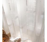 1 pièce Rideau transparent blanc à motif nid d'abeille, draperie de fenêtre en polyester de style japonais avec un design tricoté en losange creux, parfait pour la décoration du salon ou de la chambre