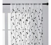 1 Pièce Rideau Transparent Brodé Avec Poche, Rideau Fin Semi-transparent En Lin Artificiel Pour Chambre/salon, Rideau De Confidentialité Brodé Transparent, Rideau De Plantes Respirant 60*150,260*140,2